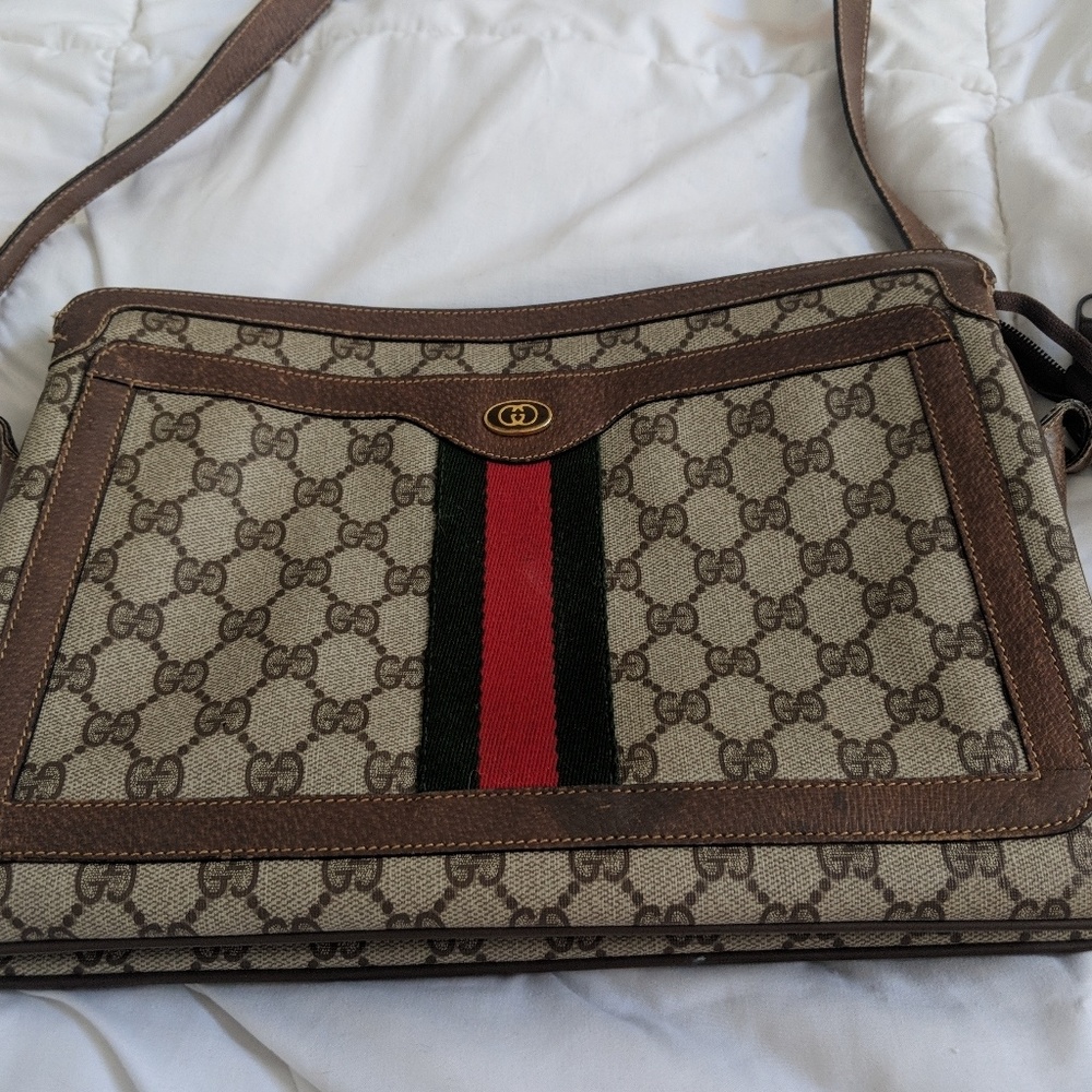 Vintage Gucci shoulder crossbody canvas bag